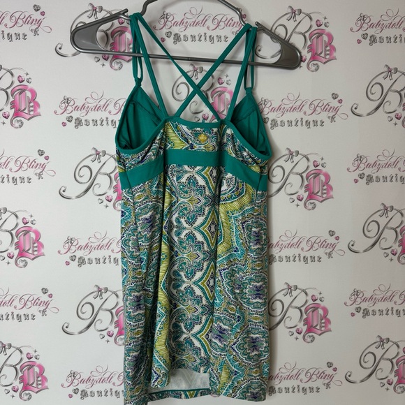 Prana tank top strappy racerback stretchy yoga lime green Turquoise Athletic Top - Picture 2 of 6